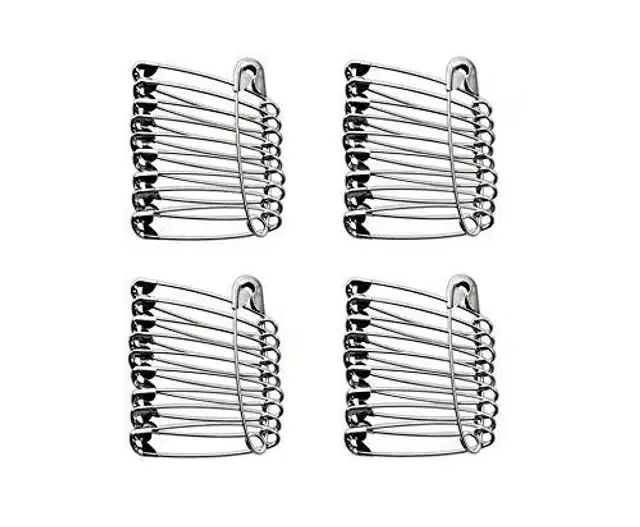 Large Safety Pins for Girls & Women, Set of 48 (Silver)