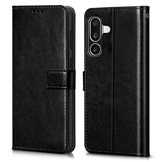 Artificial Leather Flip Cover For Samsung M56 5G / F56 5G, Black