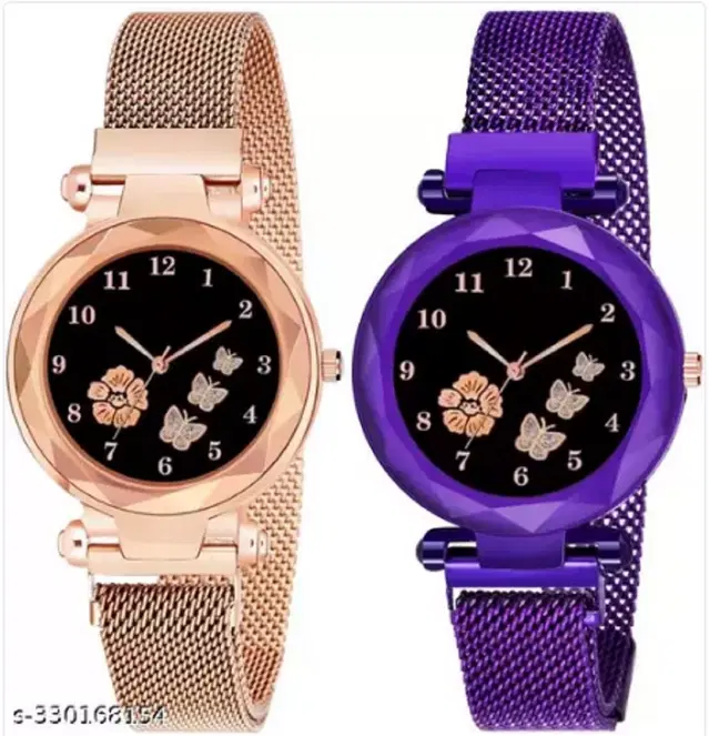 Analog Watch for Women & Girls, Pack of 2 (Multicolor)