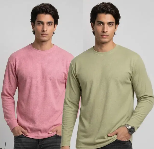 Polyester T-shirt for Men, Onion & Pista, Pack of 2 (M)