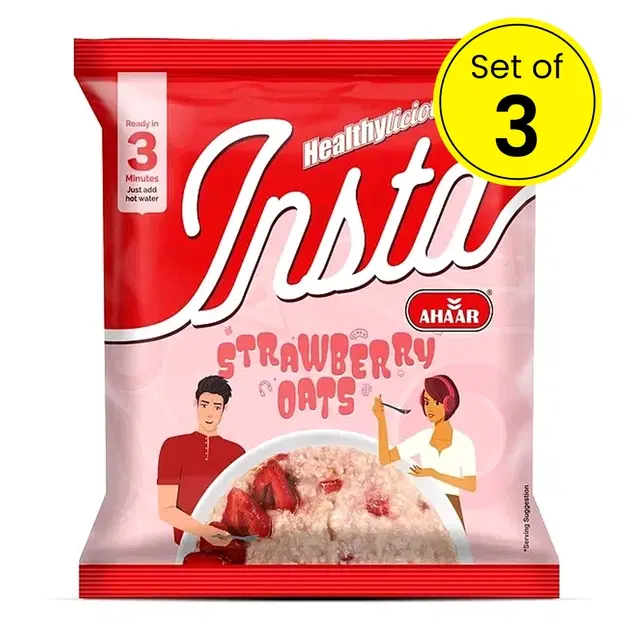 Insta Ahaar Strawberry Oats 38 g (Pack of 3)