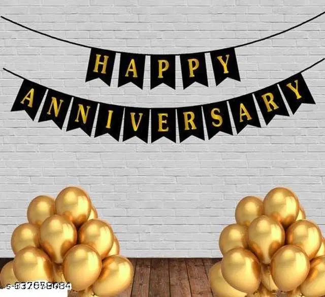 Mathur Enterprises Happy Birthday Celebration Decoration Kit, Pack Of 1, Black & Gold, ME-28