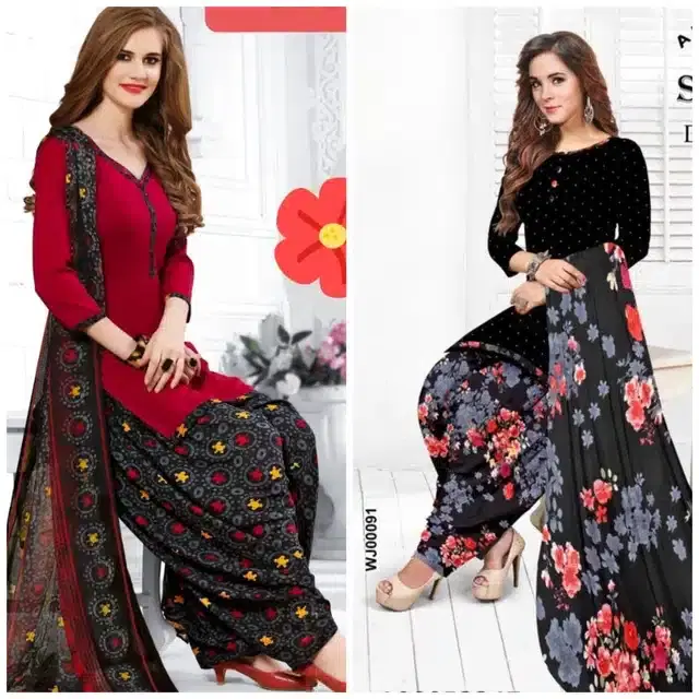 Synthetic Unstitched Dress Material for Women & Girls, Pack of 2 (Multicolor)