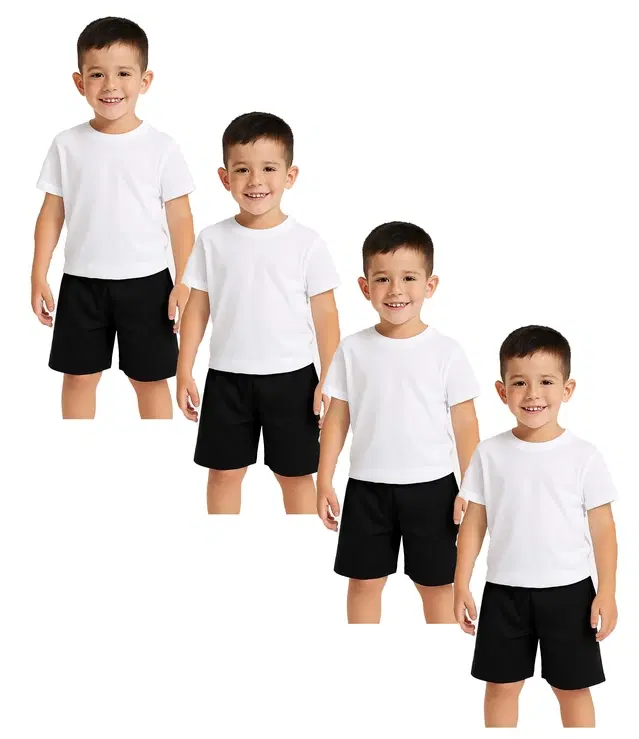 Cotton Shorts for Boys, White, Pack of 4 (8-9 Years)