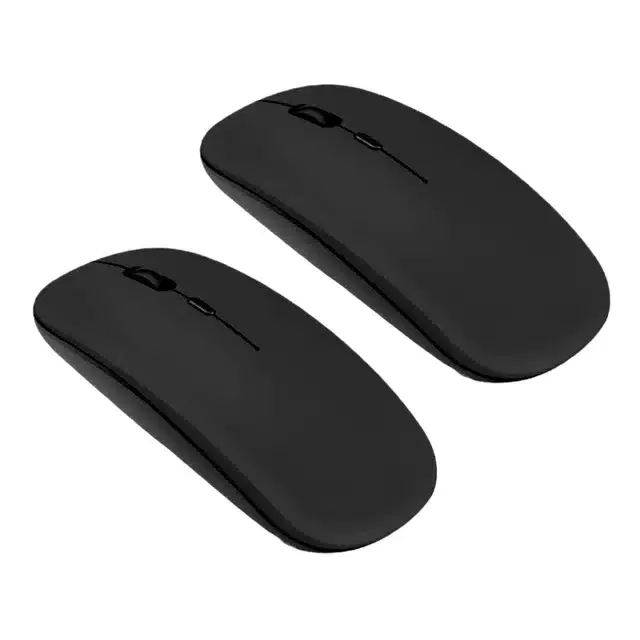 Plastic Wireless Bluetooth Mouse with Dongle and Adjustable DPI, Black, Pack of 2