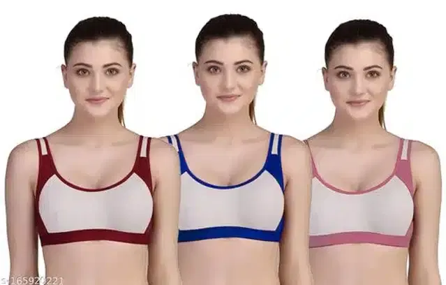 Hosiery Non Padded Bra for Women, Pack of 3 (Multicolor, 32B)