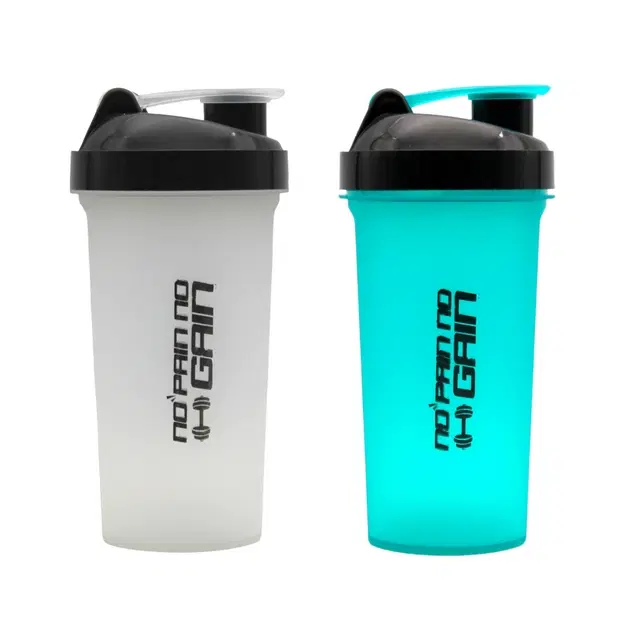 Plastic Gym Shaker Bottle with Blender Ball, Multicolor, 700 ml, Pack of 2