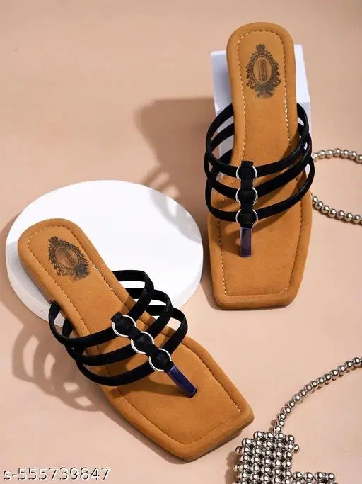 Solid Suede Flat Girls Sandals (Black, 7)