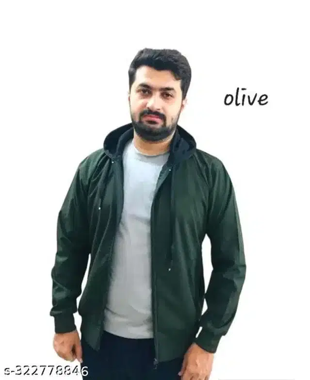 Polyester Full Sleeves Windcheater Jacket for Men (Dark Green, L)