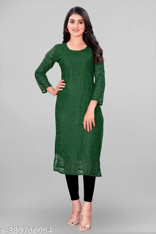 Net Kurti for Women,  Green  (S)