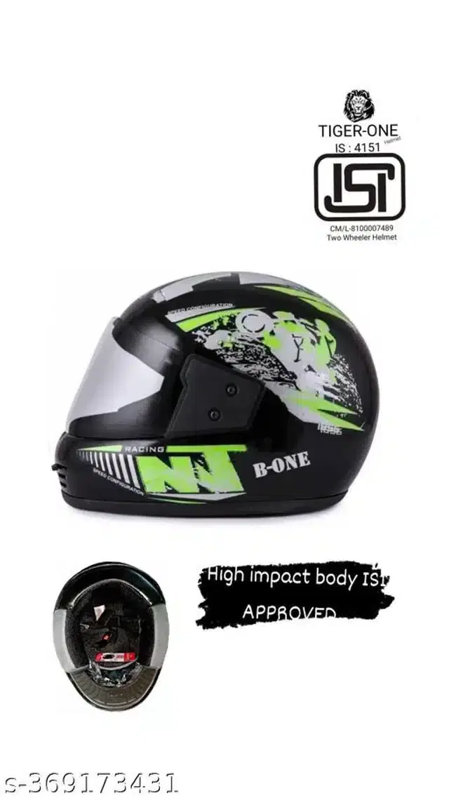 Full Face Helmet for Men & Women, Black & Neon