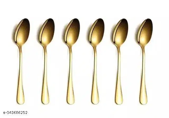Stainless Steel Spoons, Golden, Pack of 6