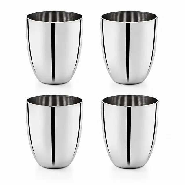 TerraHome Steel Apple Glass 300ml Combo Set of 4