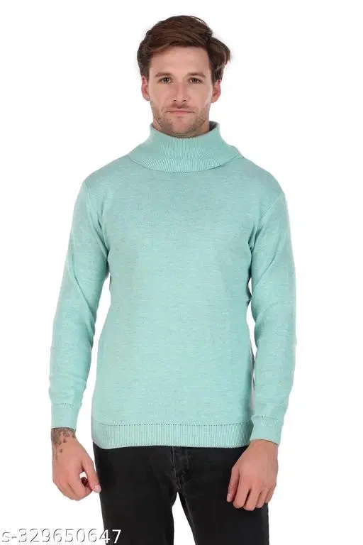 Full Sleeves Sweater for Men (Sea Green, L)