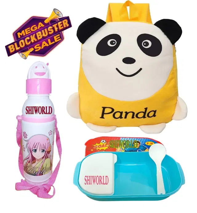 Kids Backpacks with Lunch Box & Water Bottle, Multicolor, Pack of 3