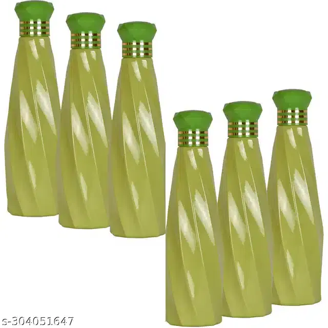 Plastic Water Bottles Set, Pack of 6, Green, 1000 ml
