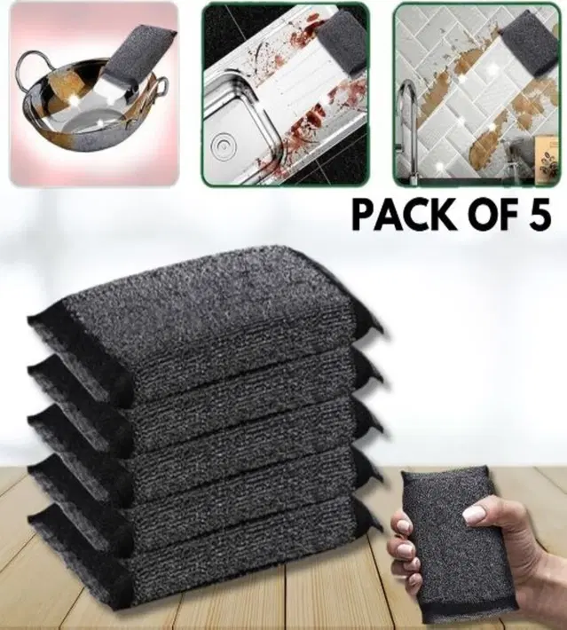 Steel Scrub Pad Pack of 5 scrubber, pad , best quality, best cleaning scrub for utensils, Best Size attractive scrub and sponge soft and long lasting scrub pad. top quality. long lasting cleaning scrub pad