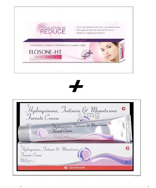 Combo of Elosone-HT, 15 g & Glenmark Melnor, 20 g Face Creams, Set of 2