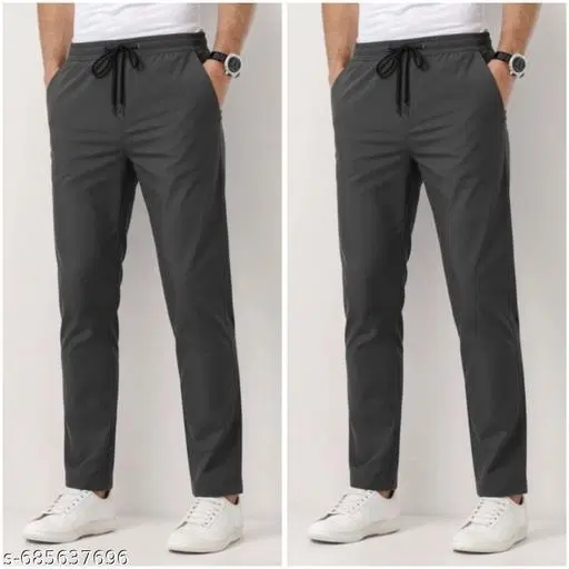 Cotton Pants for Men, Grey, Pack of 2 (28)