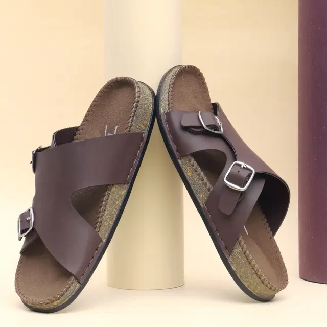 Solid Flip-flops for Men (Brown, 6)