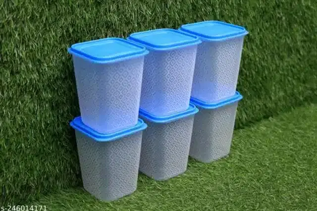 Plastic Storage Container, Blue, 1100 ml, Pack of 6