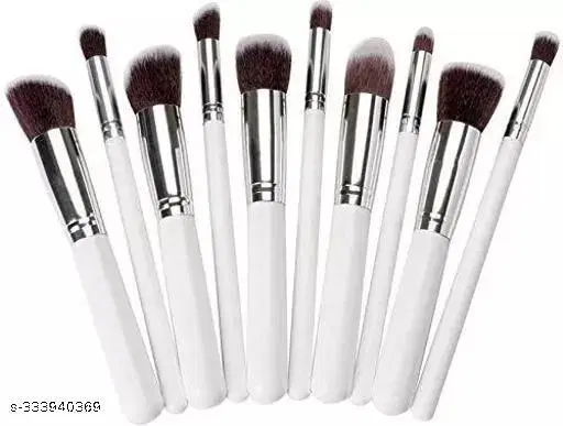 KAYI 10 Piece Makeup White Brushes Set Tool Pro Foundation Blending Blush Eyeliner Face Powder Brush Kit (Pack of 10)