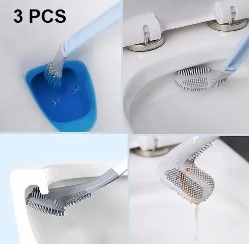 Plastic Golf Shape Toilet Cleaning Brush, Grey, Pack of 3