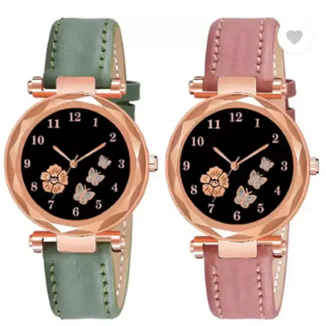 Analog Watch for Women, Pack of 2 (Multicolor)