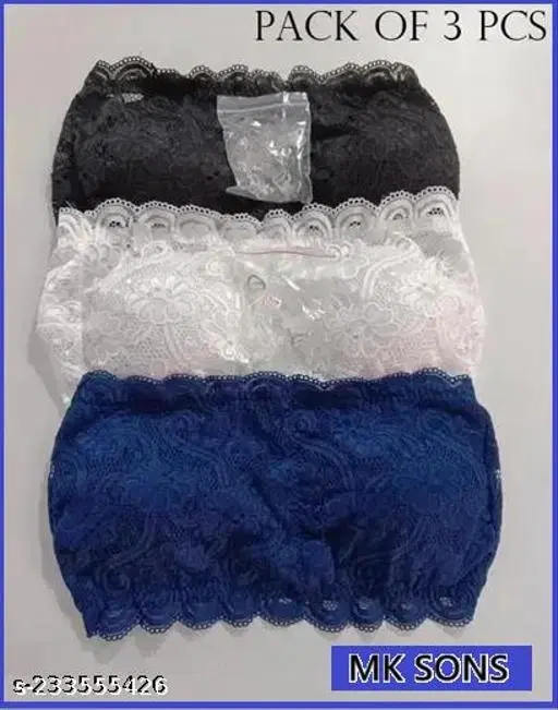 Net Solid Bras for Women, Assorted, Pack of 3 (32A)