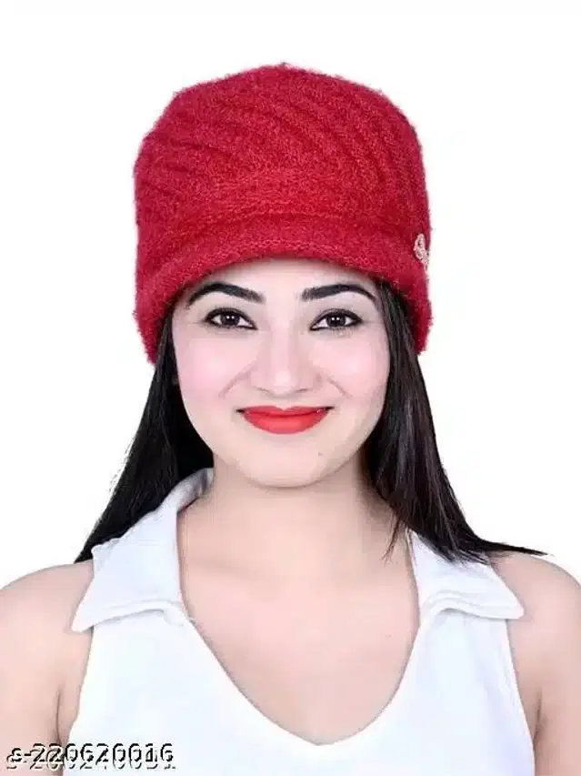 Woolen Cap for Women (Maroon)