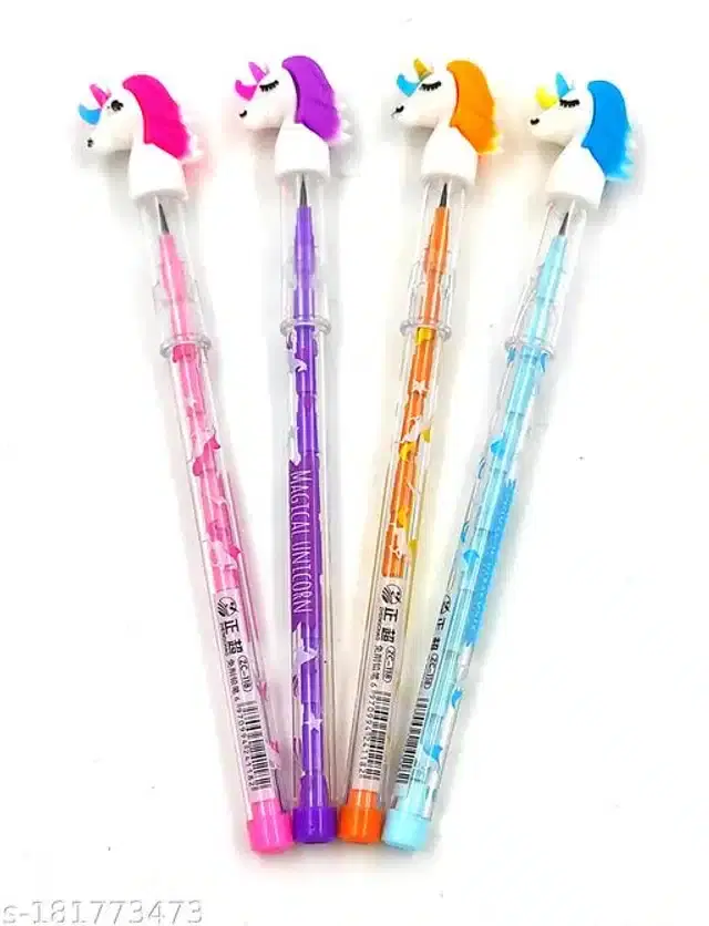Unicorn Writing Pencils, Multicolor, Pack of 4
