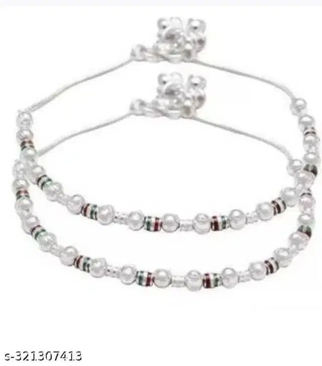 Stainless Steel Anklets for Women, Set of 1 (Multicolor)