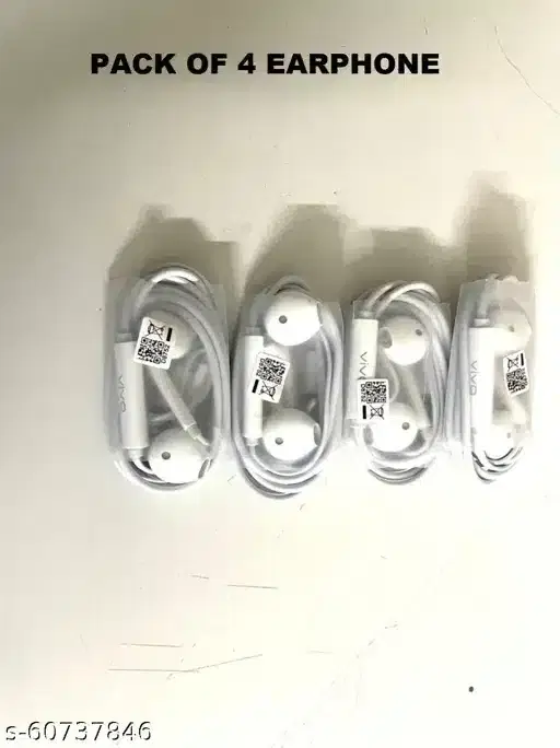 Plastic Super Cool Bass Wired Earphones, White, Pack Of 4, Dv-07