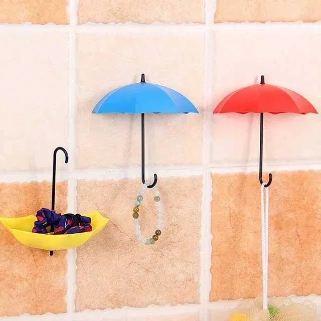 Plastic Umbrella Key Hat Wall Multipurpose Holder Hanger Hooks, Pack Of 3, P-29