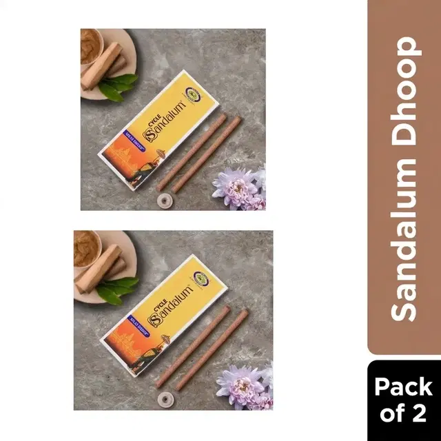 Cycle Pure Sandalum Solid Dhoop 18N+Free Holder (Pack of 2)