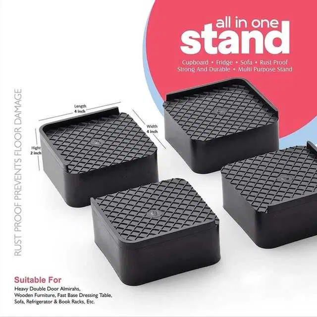 Refrigerator Stand All In 1 Stand, 4 Pieces, Black, R-351