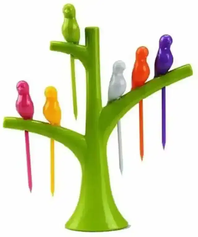 K Kudos Fork Sets Creative Plastic Bird Shape On The Tree Fruit Fork,