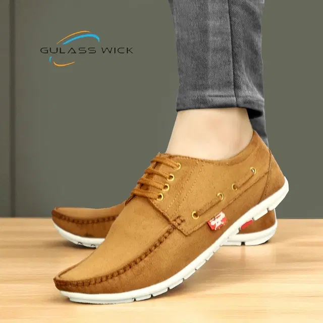 Derby Casual Shoes for Men (Tan, 7)