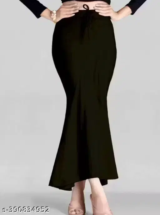Fishcut Saree Shapewear Petticoat for Women, Black (L)