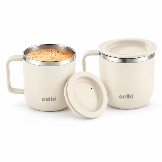 Cello Cozy Sip Mug Set 2 Pc, White | Gift Pack | Ready To Gift | Everyday Use