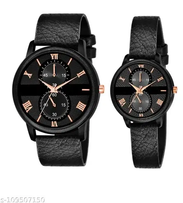 Analog Watch for Couple, Pack of 2 (Multicolor)