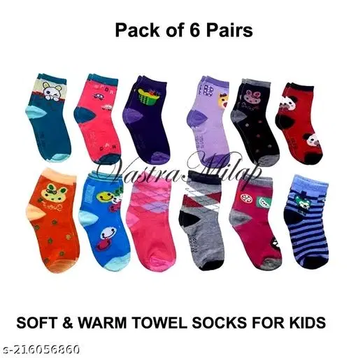 Woolen Socks for Kids, Set of 6 (Multicolor, 0-3 Months)