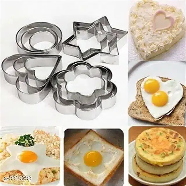Stainless Steel Cookie Cutter, Silver, 12 Pcs