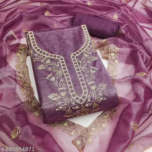 Embroidered Patiala Suit for Women (7.05 meter (4XL)) (5.85 meter (S)