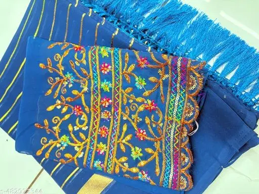 Georgette Printed Saree for Women, Beige (6.3 M)