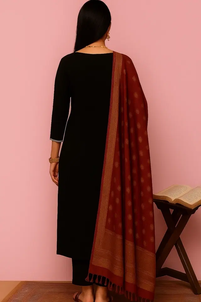 Cotton Embroidered Kurti for Women, Black (S)