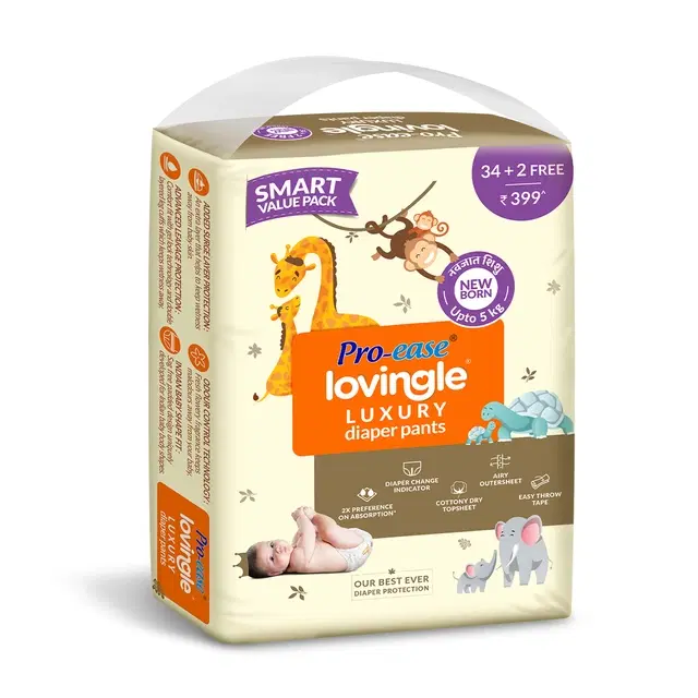 Pro-Ease Lovingle Luxury Diaper New Born 36 Pcs
