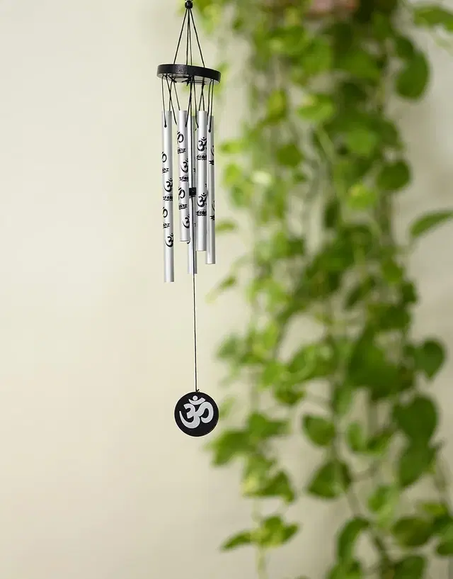 Feng Shui Metal Wind Chime with Om Printed 5 Pipes