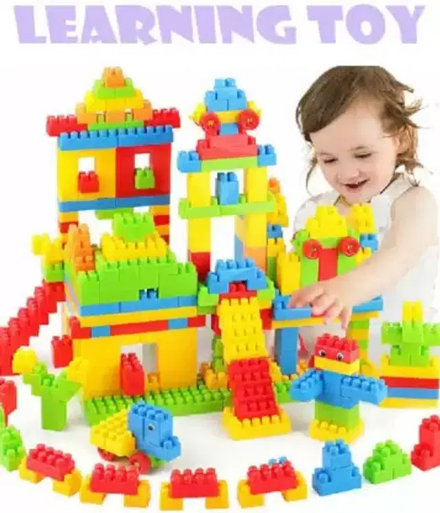 100 Pcs Building Blocks Learning Toy, Multicolor
