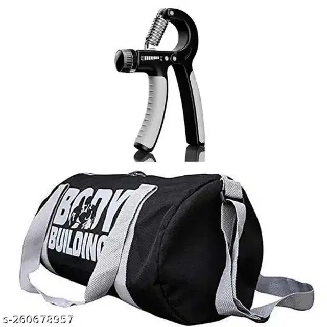 Combo of Gym Bag with Hand Gripper, Multicolor, Set of 2